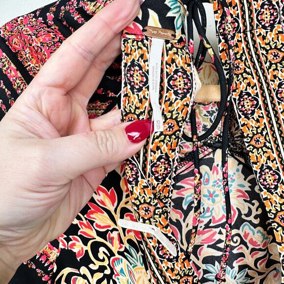 NWOT Free People Stevie Floral Paisley Long Bell Sleeve Tie Back Tunic Dress XS - Picture 7 of 15